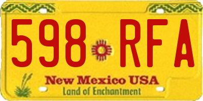 NM license plate 598RFA