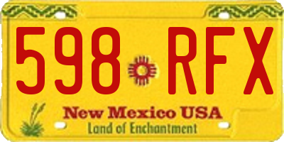 NM license plate 598RFX