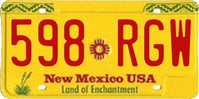 NM license plate 598RGW