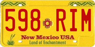 NM license plate 598RIM