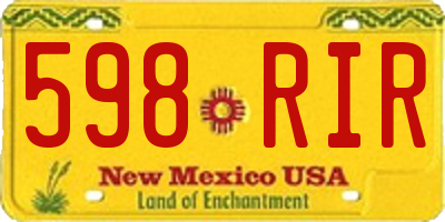 NM license plate 598RIR