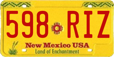 NM license plate 598RIZ