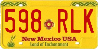 NM license plate 598RLK