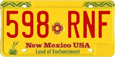 NM license plate 598RNF