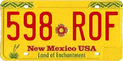 NM license plate 598ROF