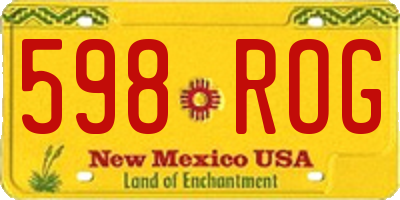 NM license plate 598ROG