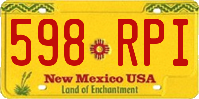NM license plate 598RPI