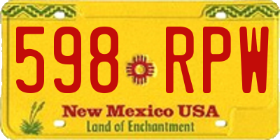 NM license plate 598RPW