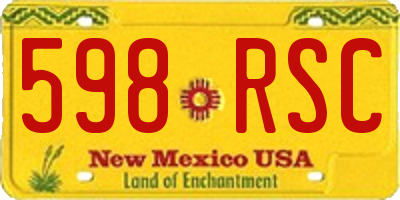 NM license plate 598RSC