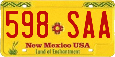 NM license plate 598SAA