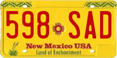 NM license plate 598SAD
