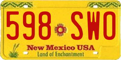 NM license plate 598SWO