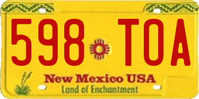 NM license plate 598TOA