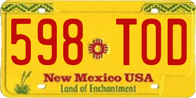 NM license plate 598TOD