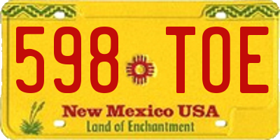 NM license plate 598TOE