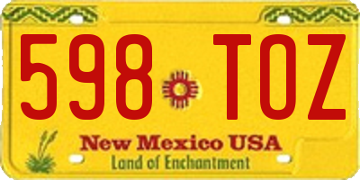 NM license plate 598TOZ