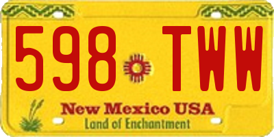 NM license plate 598TWW