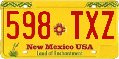 NM license plate 598TXZ