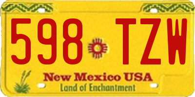 NM license plate 598TZW