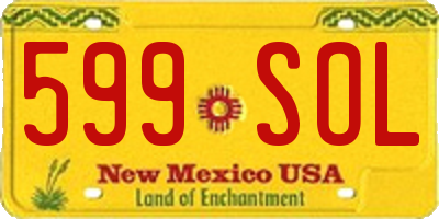 NM license plate 599SOL