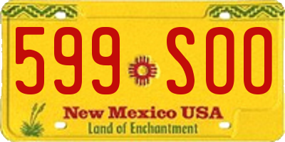 NM license plate 599SOO