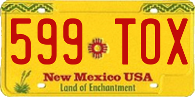 NM license plate 599TOX