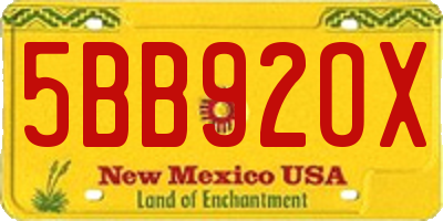 NM license plate 5BB92OX