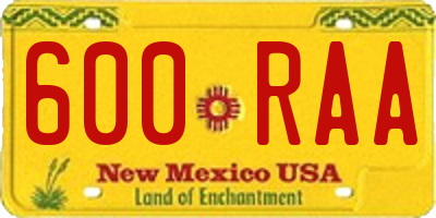 NM license plate 600RAA