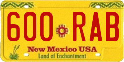 NM license plate 600RAB