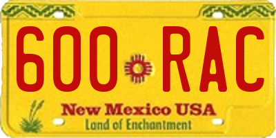 NM license plate 600RAC