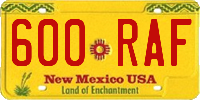 NM license plate 600RAF
