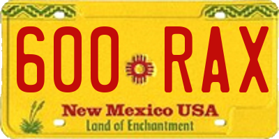 NM license plate 600RAX