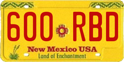 NM license plate 600RBD
