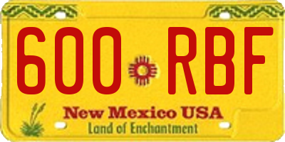 NM license plate 600RBF