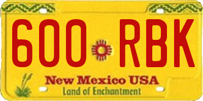 NM license plate 600RBK