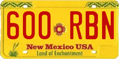 NM license plate 600RBN