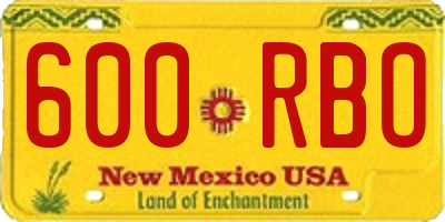 NM license plate 600RBO