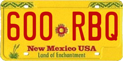 NM license plate 600RBQ
