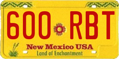NM license plate 600RBT