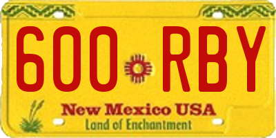 NM license plate 600RBY