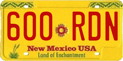 NM license plate 600RDN