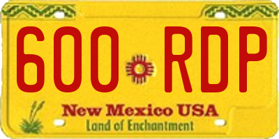 NM license plate 600RDP