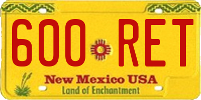 NM license plate 600RET
