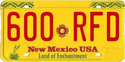 NM license plate 600RFD