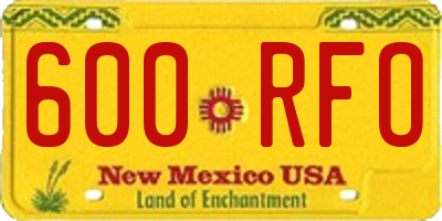 NM license plate 600RFO
