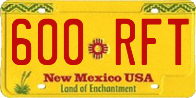 NM license plate 600RFT