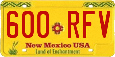 NM license plate 600RFV