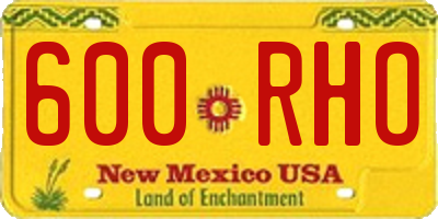 NM license plate 600RHO