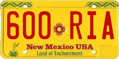 NM license plate 600RIA