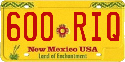 NM license plate 600RIQ